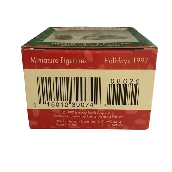 VINTAGE HALLMARK Merry Miniatures "Hershey's" Mice & Hershey's Kiss 2pc Figurine - Picture 3 of 7